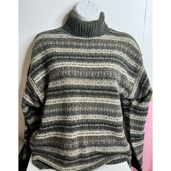 Alps Womens M Fair‎ Isle Knit Green Turtleneck Sweater USA Cozy Cabincore READ - Picture 5 of 9